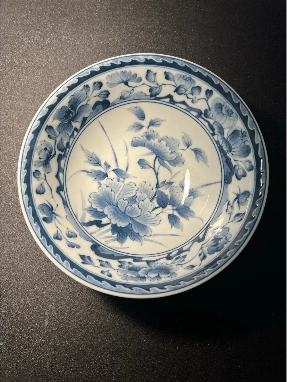 Takamine Kiln Japan 1970s Set Of 2 Serving Bowls Porcelain Blue White, 8x2.75”